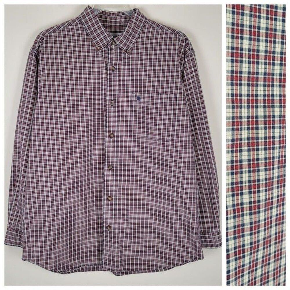 Carhartt Size XL Long Sleeve Button Down Shirt Cotton Plaid Tan Blue Red